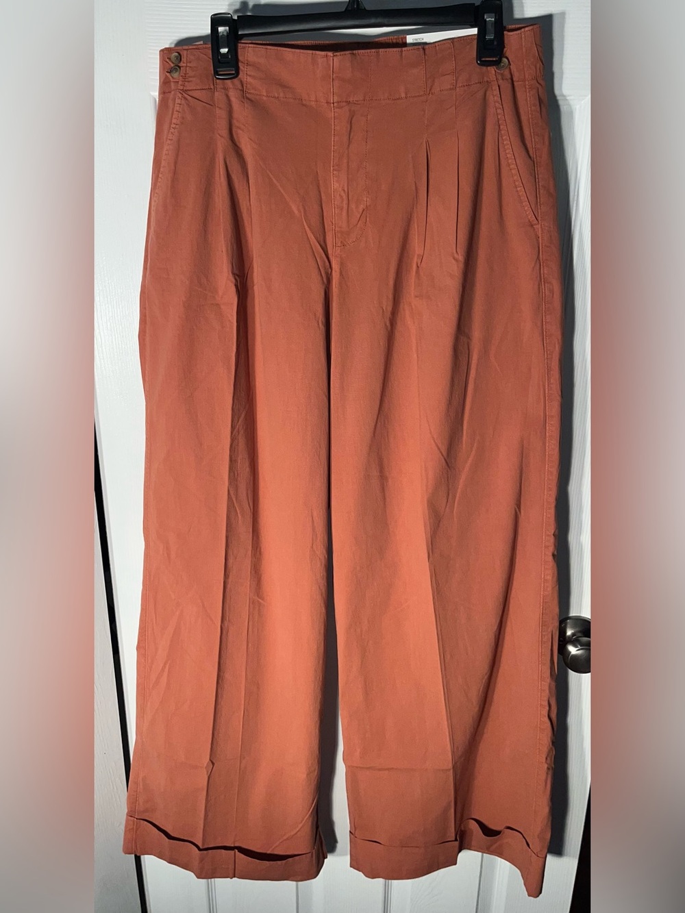 AMERICAN EAGLE Women's NEW Wide Leg Poplin Trouser Pants 10 Long Cotton Blend